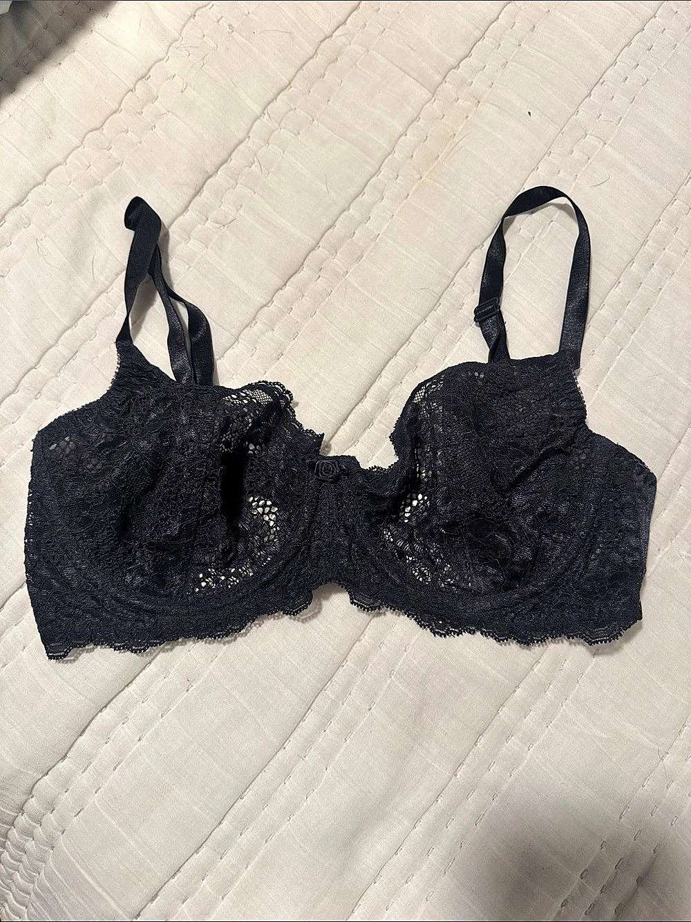 Victoria's Secret Unlined Lace Demi Bra Black 38C